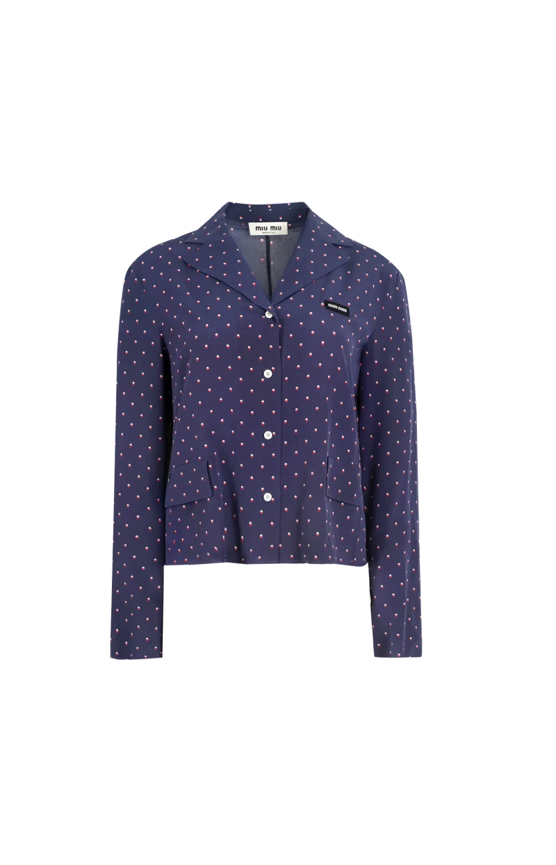 Silk Polka Dot Shirt in Blue