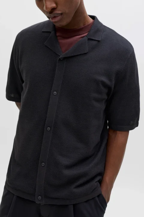 Риза Jjchris Knit Resort Ss 12288537 C-N10 black — снимка 2