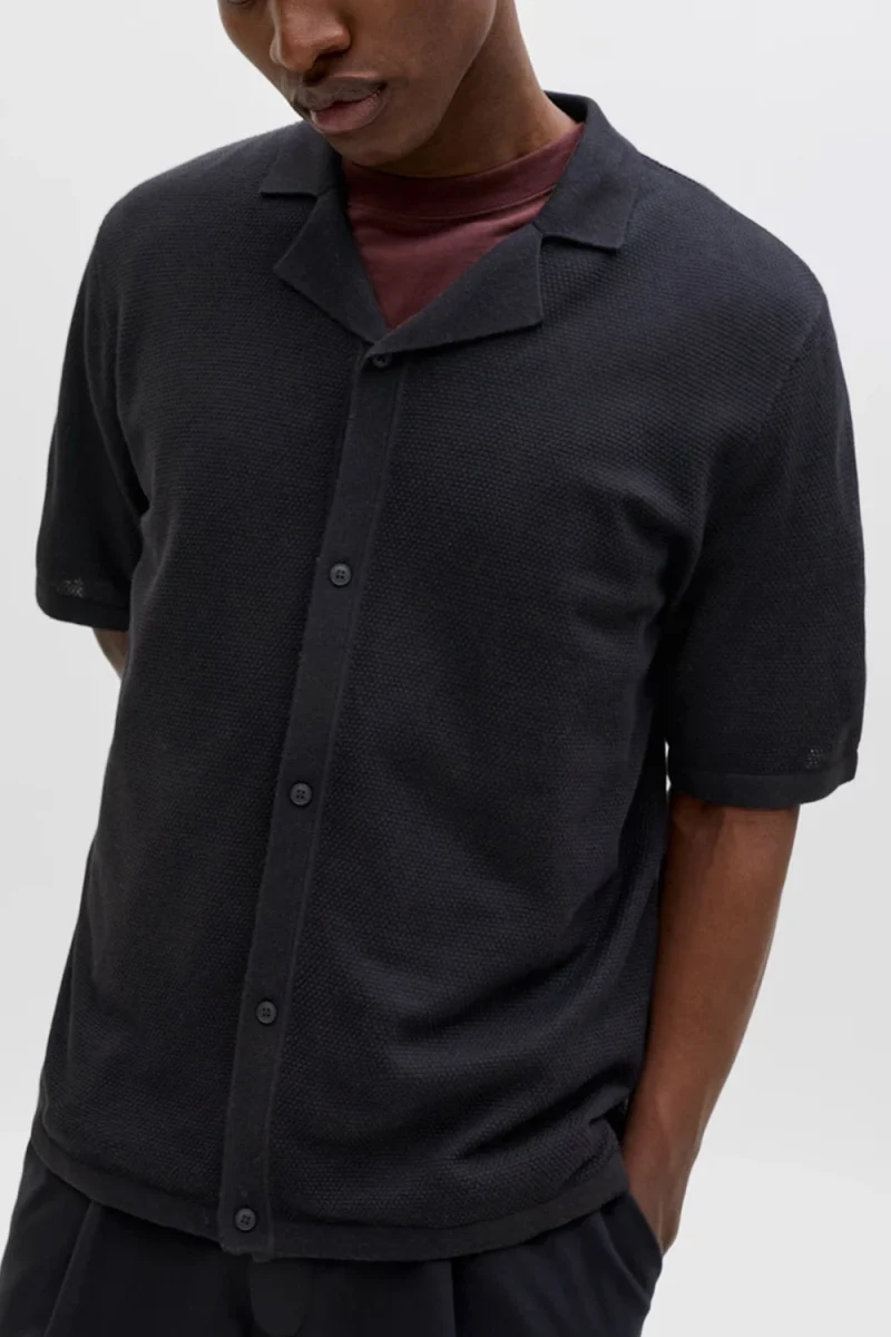 Риза Jjchris Knit Resort Ss 12288537 C-N10 black — снимка 2