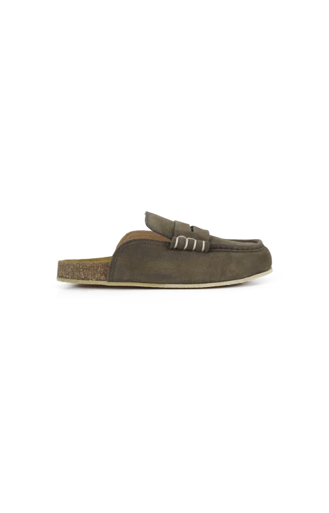 Loafer Mules in Dark Taupe