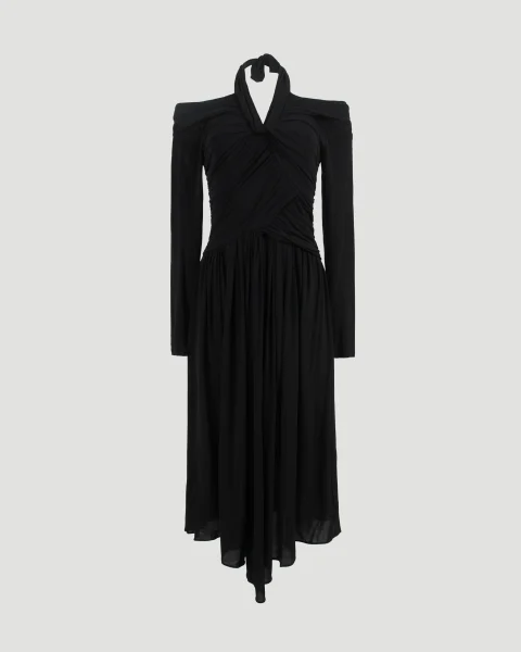 Draped Jersey Dress in Black