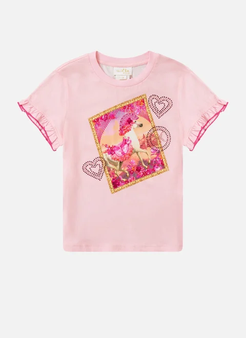 Тишърт с декоративни кристали 'Flamenco rose' Camilla Kids