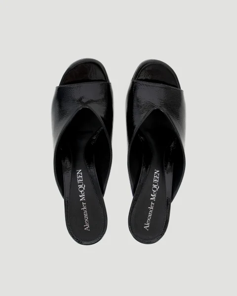 Leather Mule Sandals in Black — снимка 4