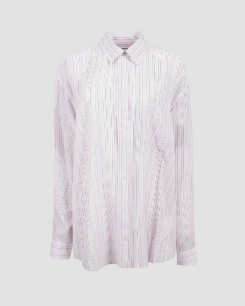 Oversized Silk Chiffon Shirt in Pink and Mauve