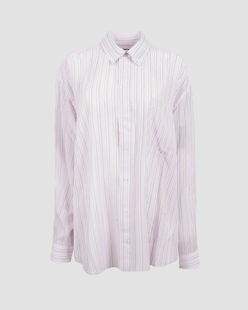 Oversized Silk Chiffon Shirt in Pink and Mauve