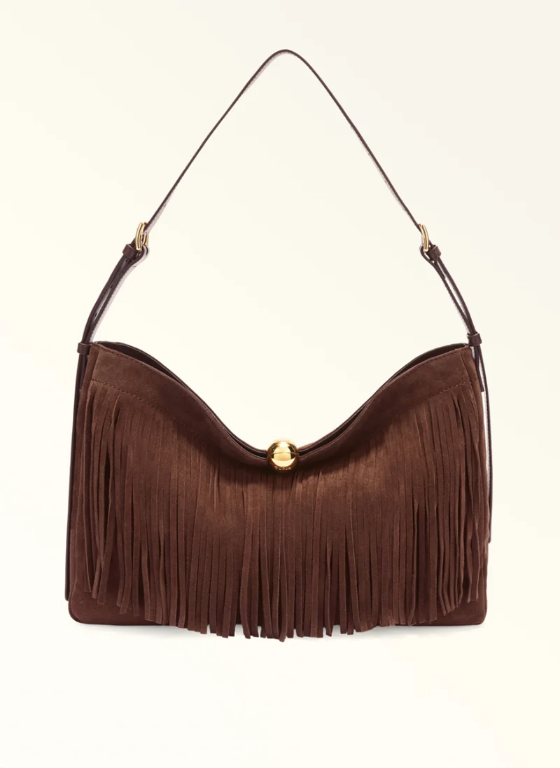 Велурена чанта Furla Sfera Toni Cioccolato L