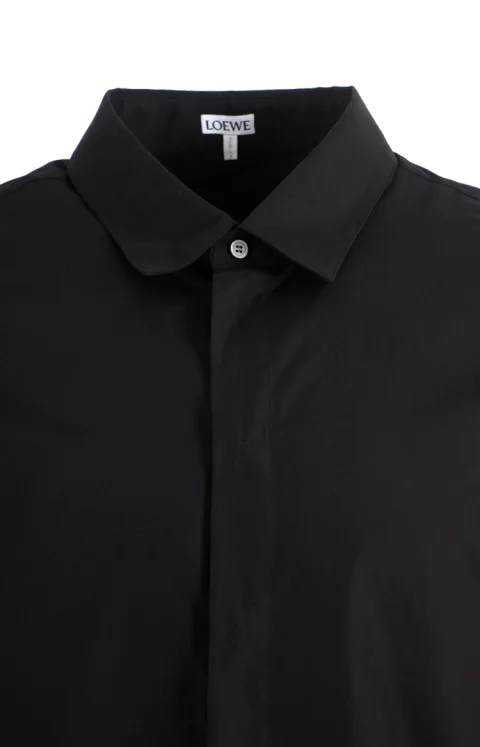 Lightweight Cotton Poplin Shirt in Black — снимка 2