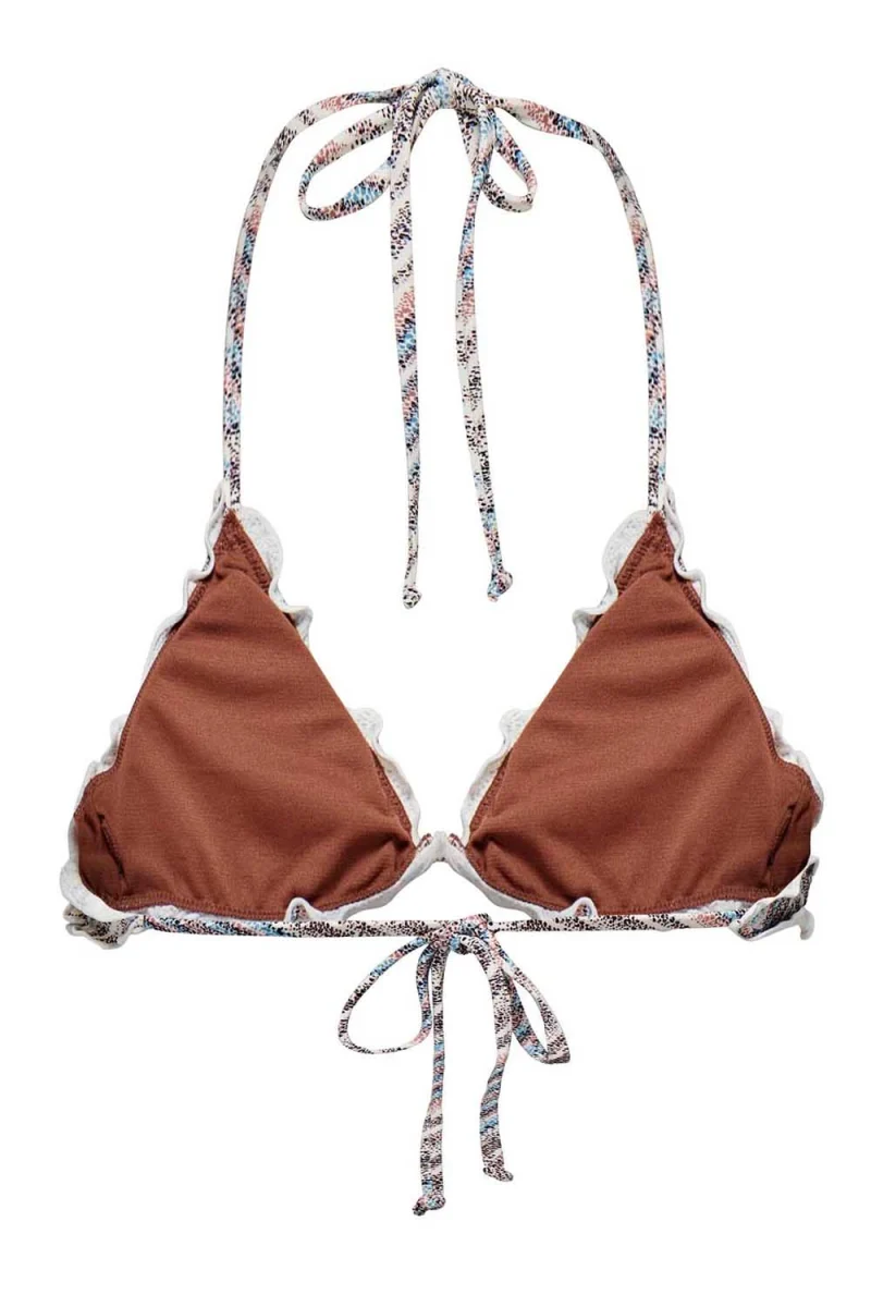 Бански Onlandrea Ruffle Tie Bikini Top 15250846 19-1430 tcx mink — снимка 2
