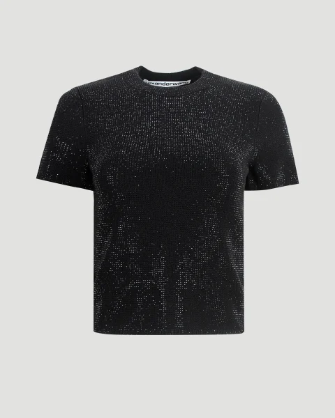 Crystal Hotfix Logo Tee in Black