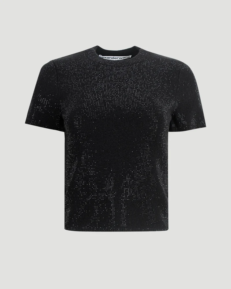 Crystal Hotfix Logo Tee in Black