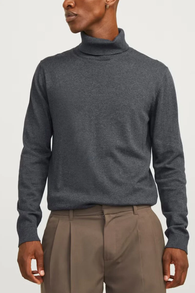 Плетено Jjebasic Roll Neck 12258051 BS000088 dark grey melange — снимка 2
