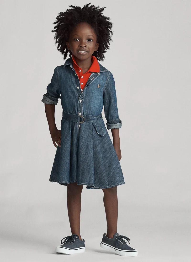 Рокля-риза от деним Ralph Lauren Kids 2-7 — снимка 2