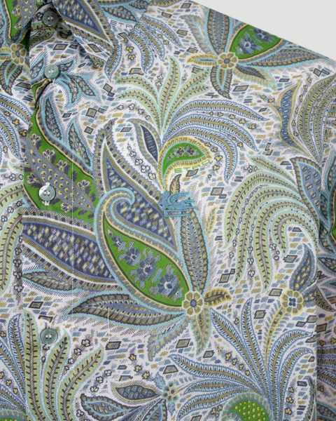 Paisley Shirt in Green Cotton — снимка 2
