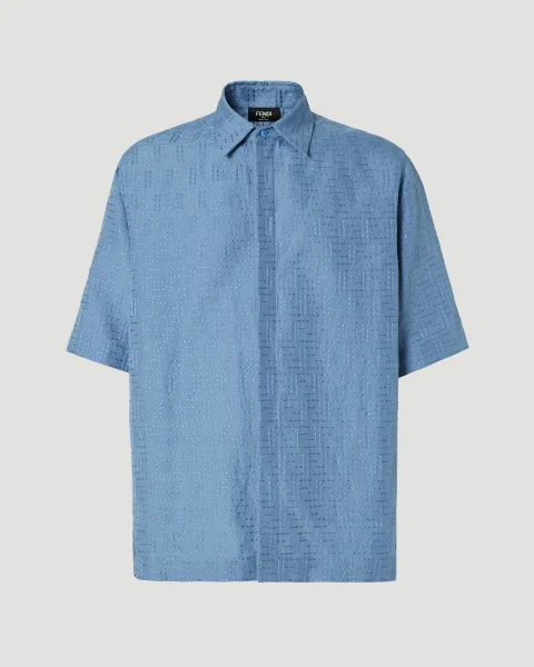 Blue Linen FF Jacquard Shirt