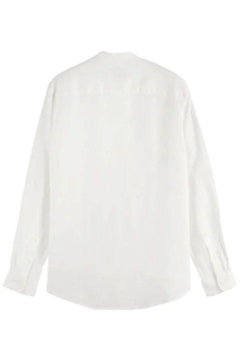 Риза Linen Ls Stand Up Collar 179189 SC100 off white — снимка 2