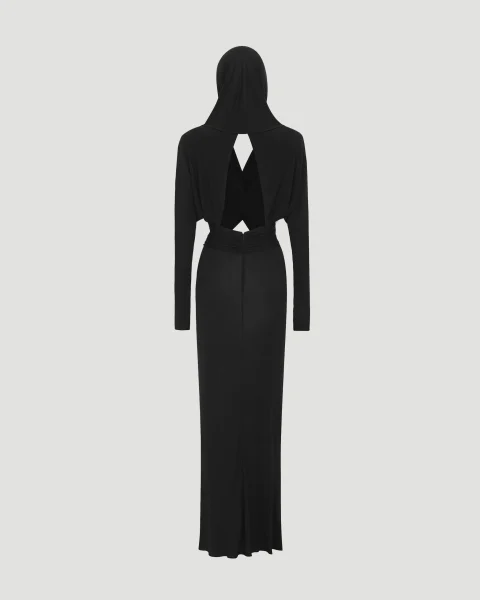 Hooded Dress in Crepe Jersey — снимка 2