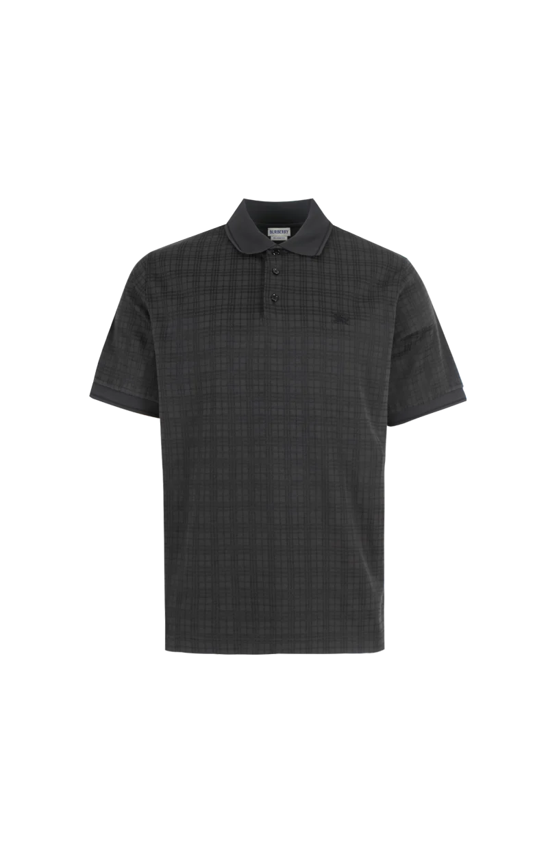 Burberry Check Cotton Blend Polo Shirt