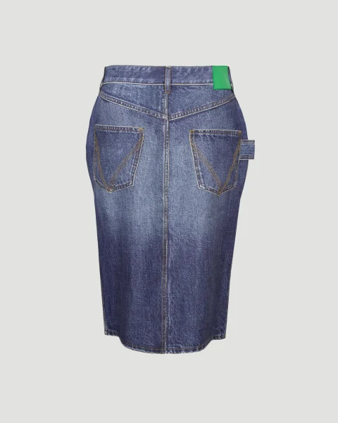 Denim Printed Silk and Viscose Midi Skirt — снимка 2