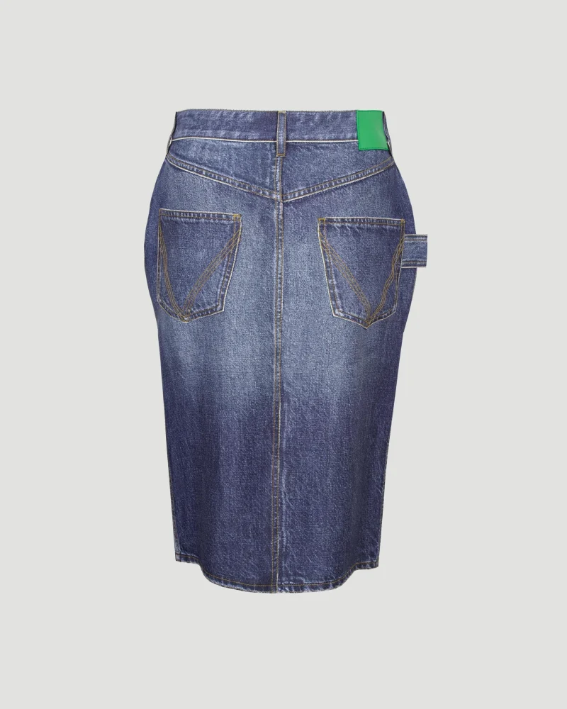 Denim Printed Silk and Viscose Midi Skirt — снимка 2