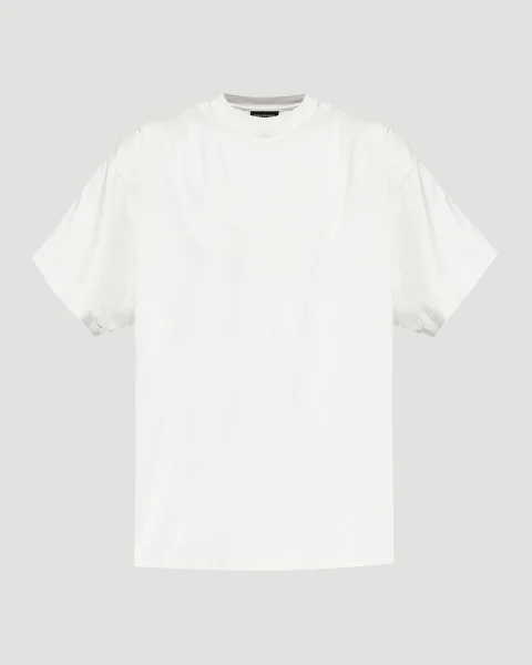 Security Tape Logo Oversized T-Shirt in White and Red