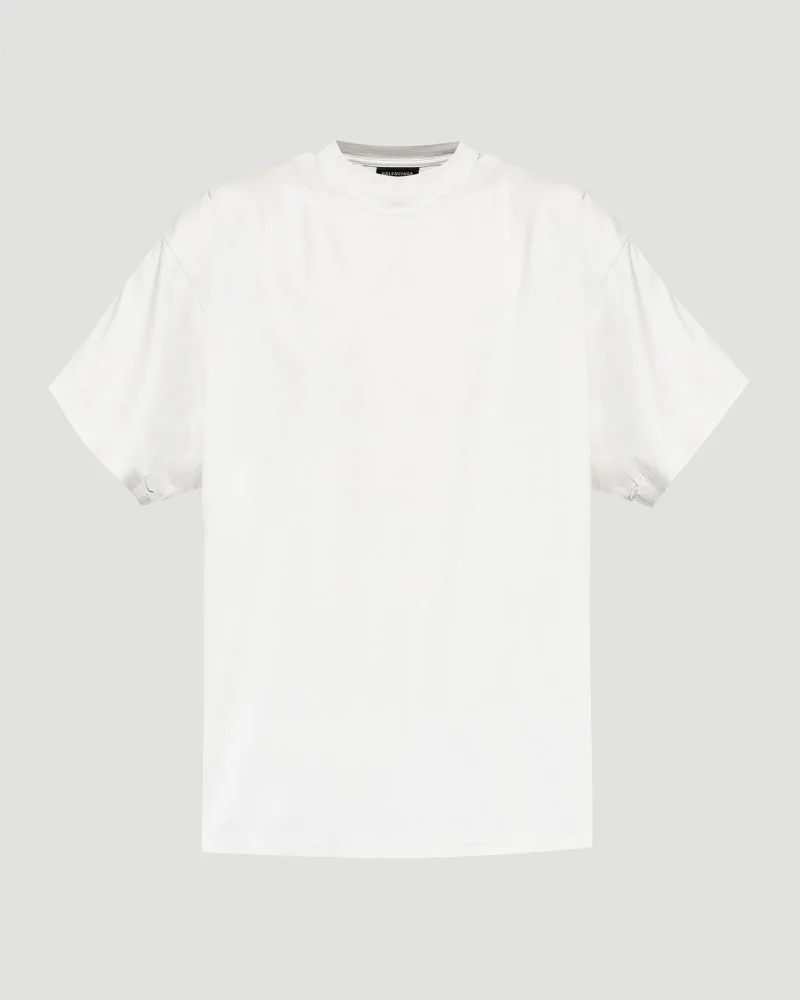 Security Tape Logo Oversized T-Shirt in White and Red