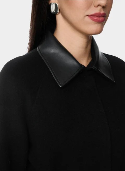 Палто от вълна с кожени детайли Marc Cain Collections — снимка 4