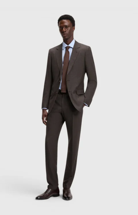 Слим панталон BOSS BY BECKHAM от вълнен бленд — снимка 4
