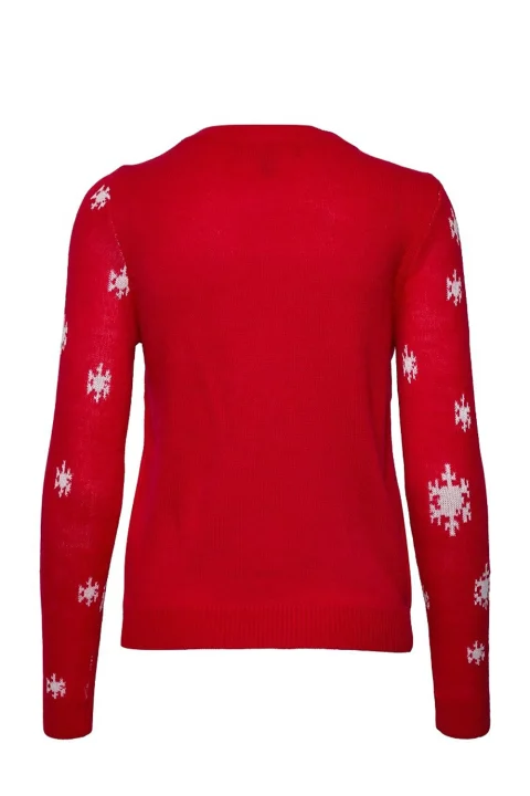 Плетени Vmrudolf Ls O-Neck Blouse Xmas Man 10272460 18-1663 Chinese Red/Wartwork — снимка 2