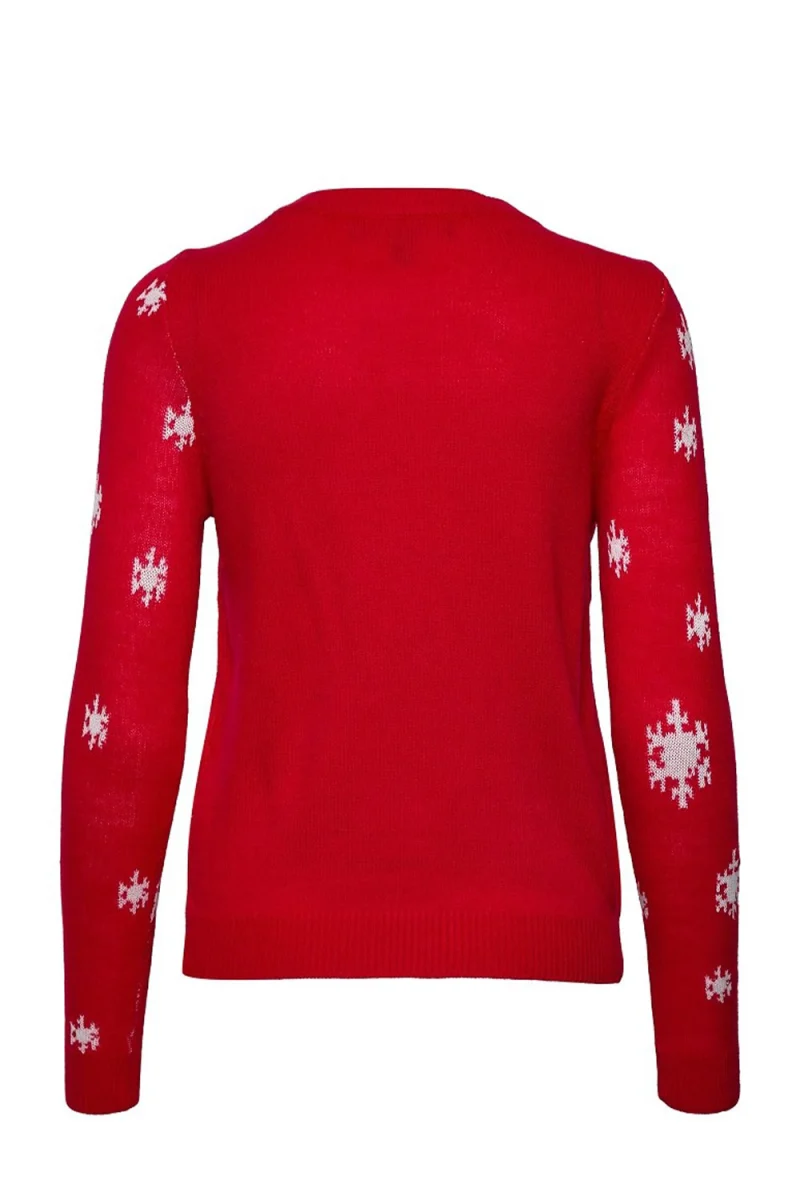 Плетени Vmrudolf Ls O-Neck Blouse Xmas Man 10272460 18-1663 Chinese Red/Wartwork — снимка 2