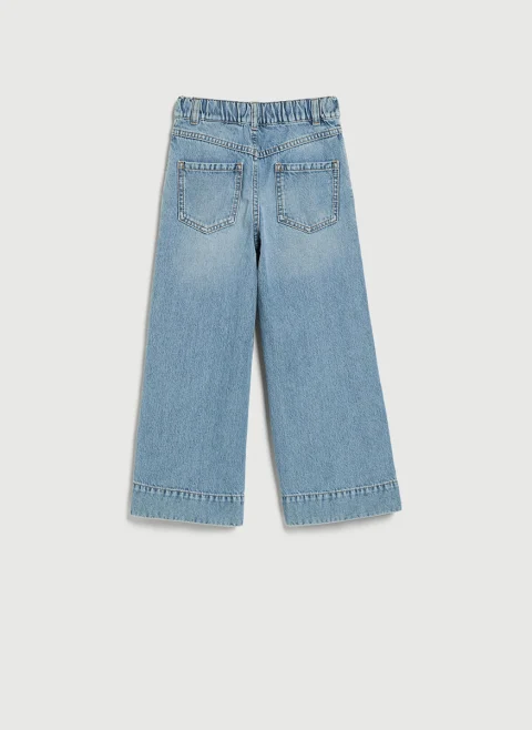 Разкроен деним с монили Brunello Cucinelli Kids 4-6 — снимка 2
