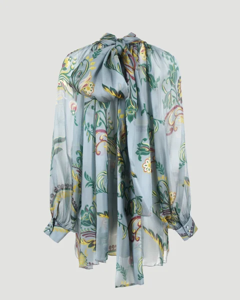 Printed Silk Shirt in Multicolour — снимка 2