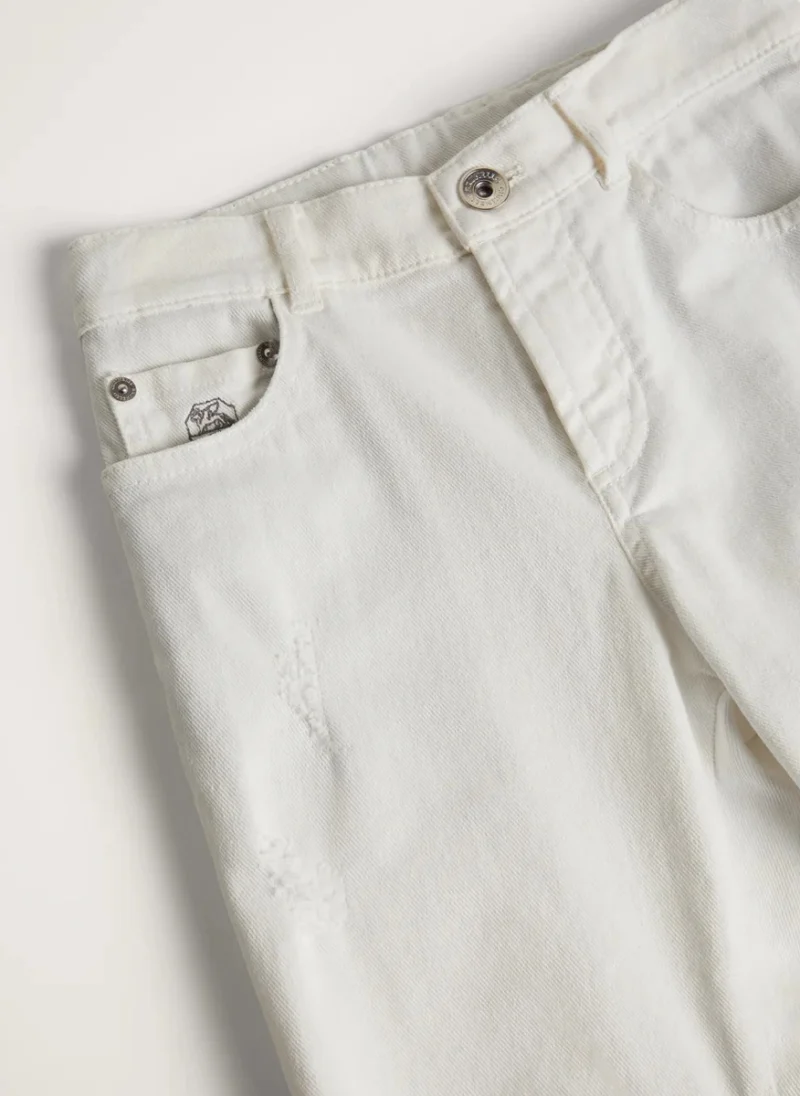 Деним с износен ефект Brunello Cucinelli Kids 8-10 — снимка 3