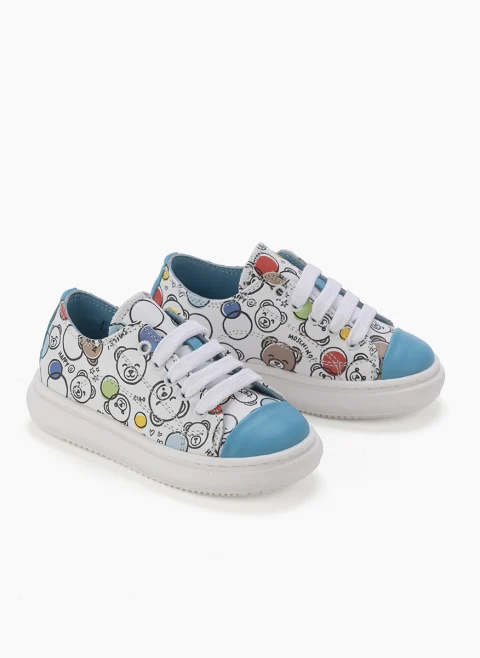 Кожени кецове с принт Moschino Kids — снимка 2