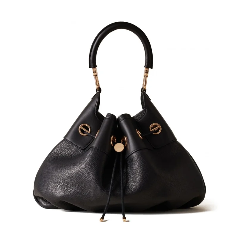 Дамска черна чанта Collier Hobo Bag BORBONESE