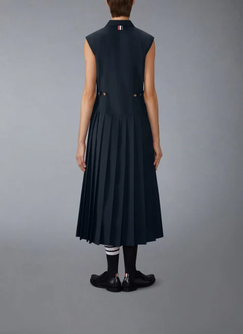 Рокля с плисиран мотив 'School Uniform' Thom Browne — снимка 3