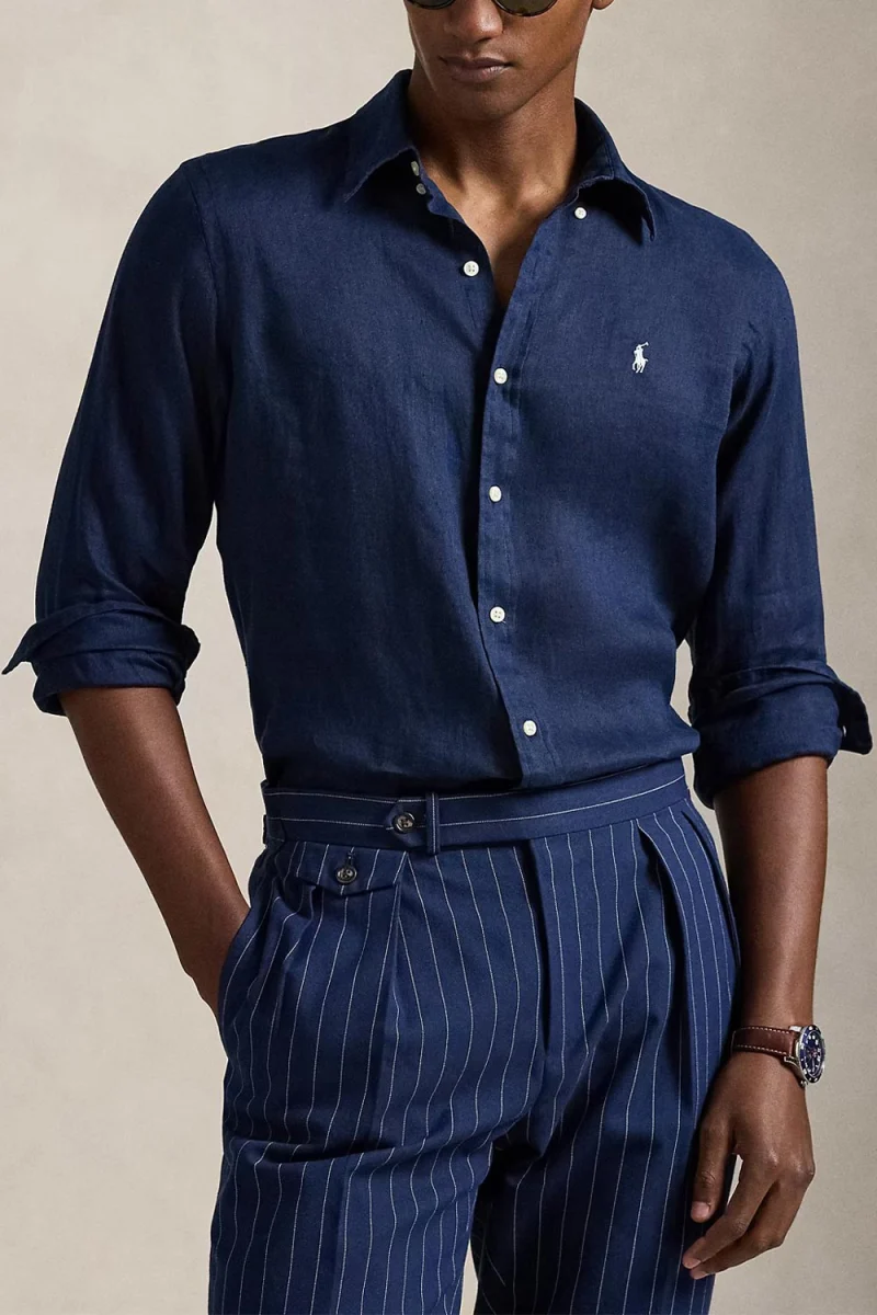 Риза Pd Linen V1-Cubdppcs 710966294504 410 navy — снимка 2