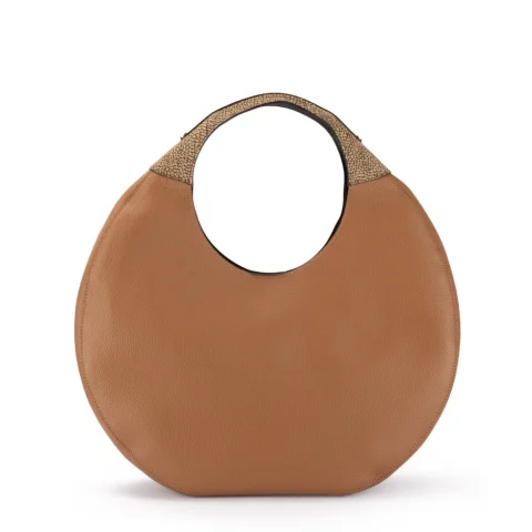 Дамска кафява чанта Full Moon Hobo Large BORBONESE