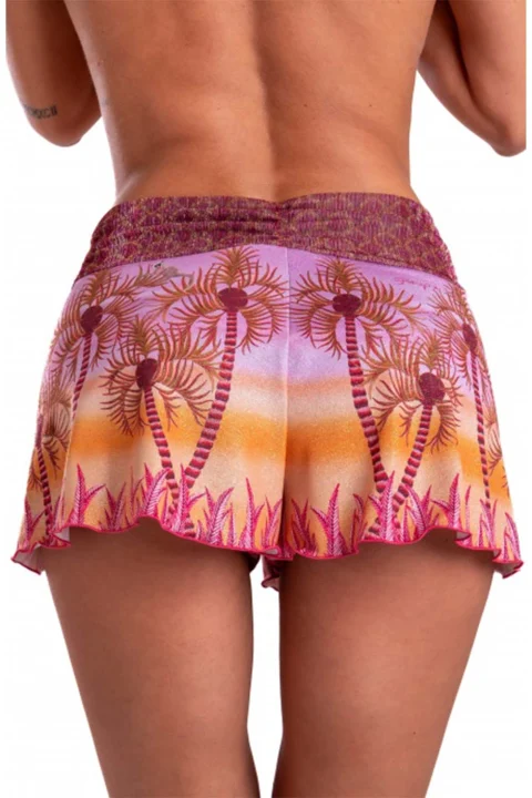 Къс панталон Short With Band At The Waist Palm Paradise Print PC036SH-028 pink — снимка 2