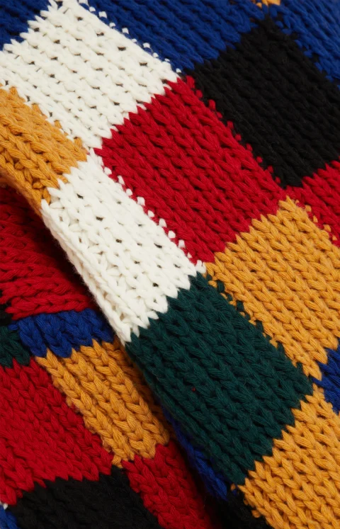 Checkered Wool Crewneck Sweater in Multicolor — снимка 2