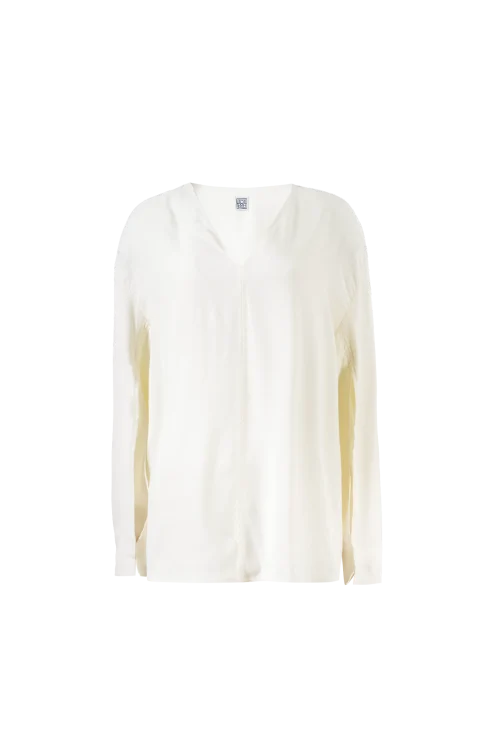 V-Necked Blouse in Ecru