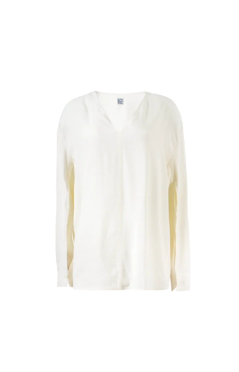 V-Necked Blouse in Ecru