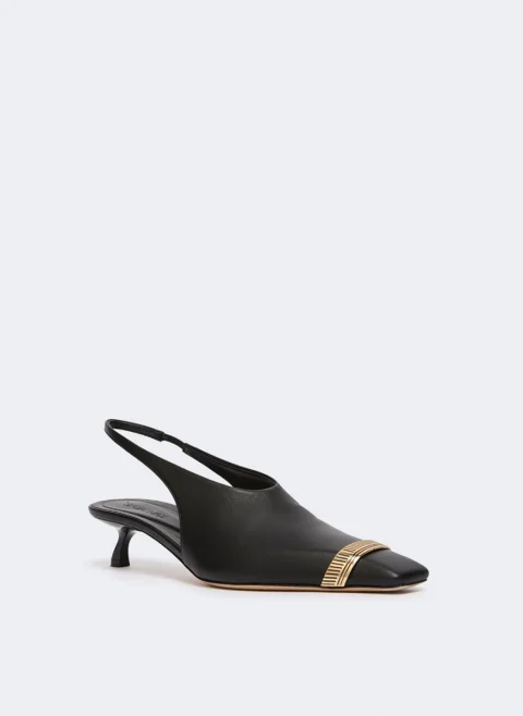 Обувки на ток от естествена кожа Sportmax Spxvicario — снимка 2