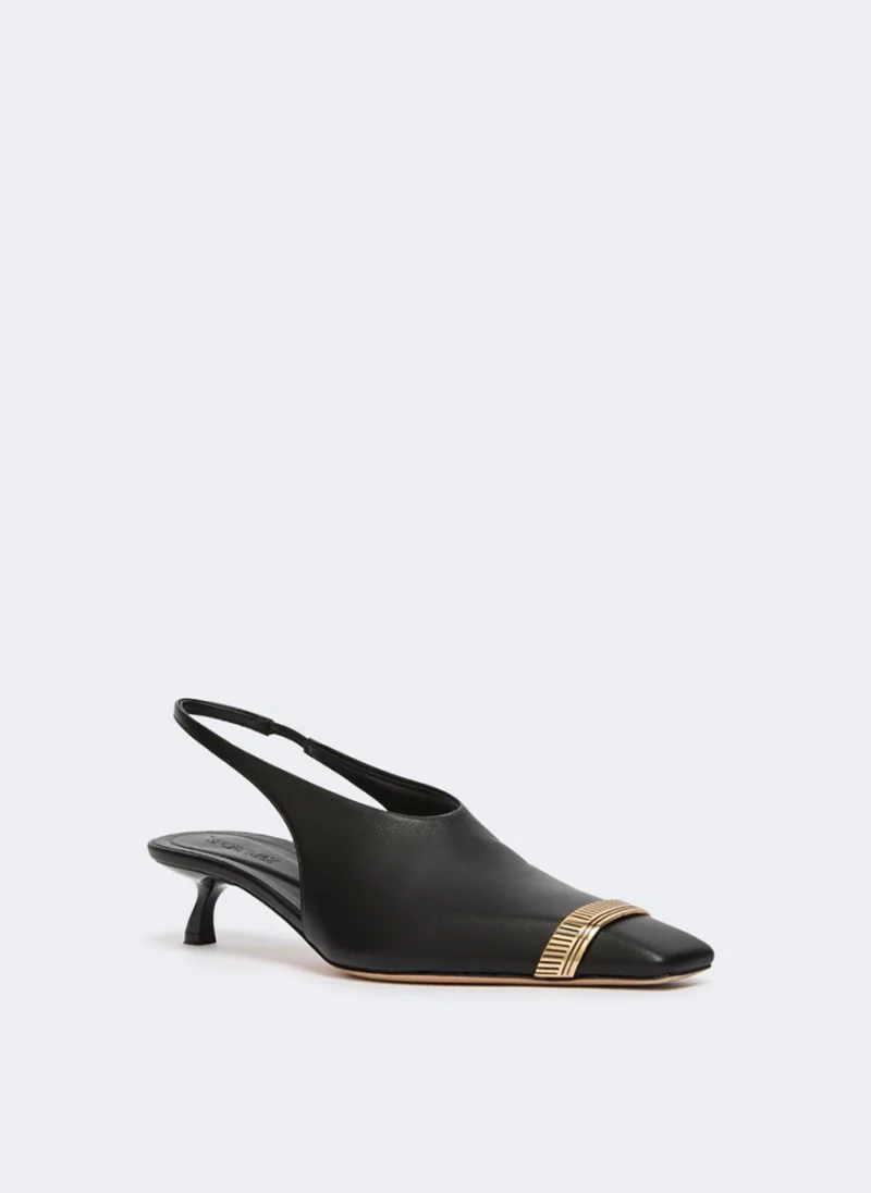 Обувки на ток от естествена кожа Sportmax Spxvicario — снимка 2