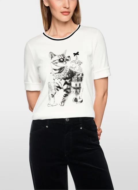 Тишърт с принт 'Bow detail' Marc Cain Sports