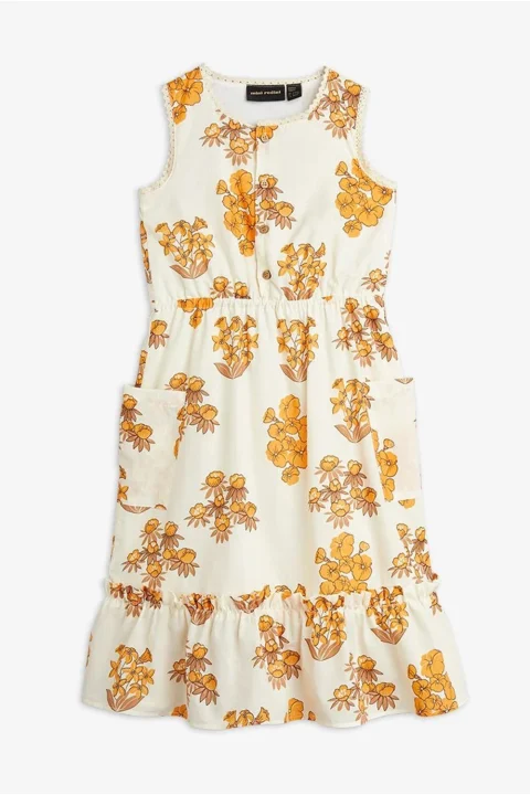 Детски Рокли Flowers Woven Flounce Dress 2225010213 beige — снимка 2