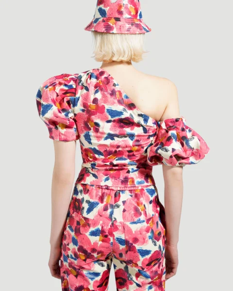 Aniba Floral Printed Leather Top — снимка 2