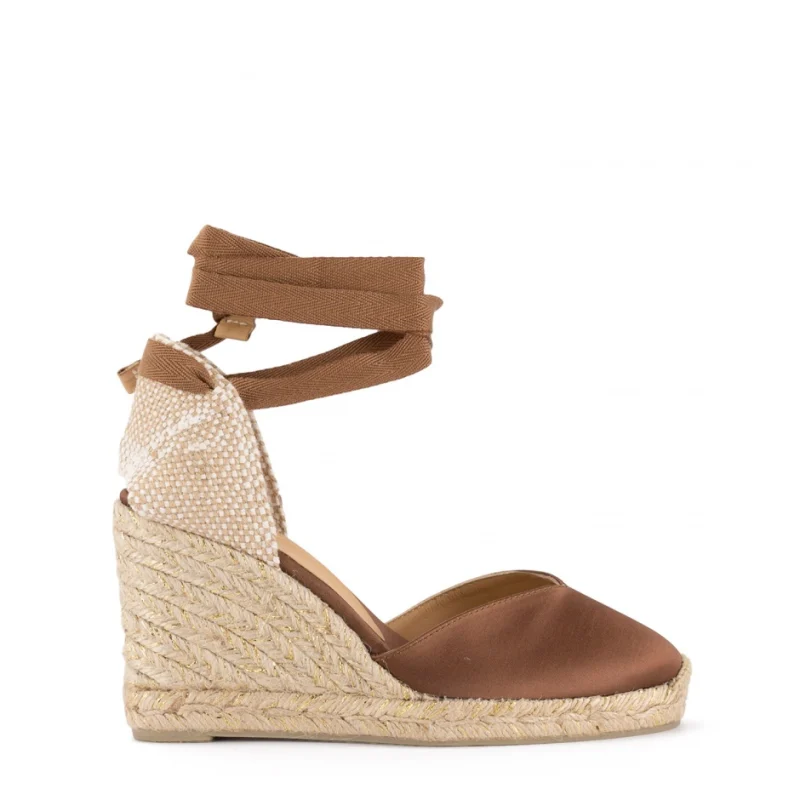 Дамски кафяви еспадрили с платформа Castaner