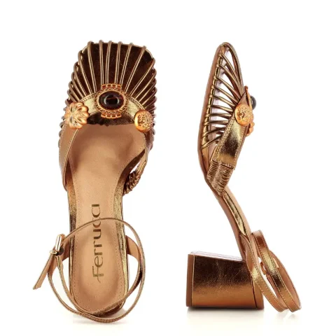 Дамски Сандали На Ток FERRUCCI – 2525105 CRISTAL BRONZE — снимка 5