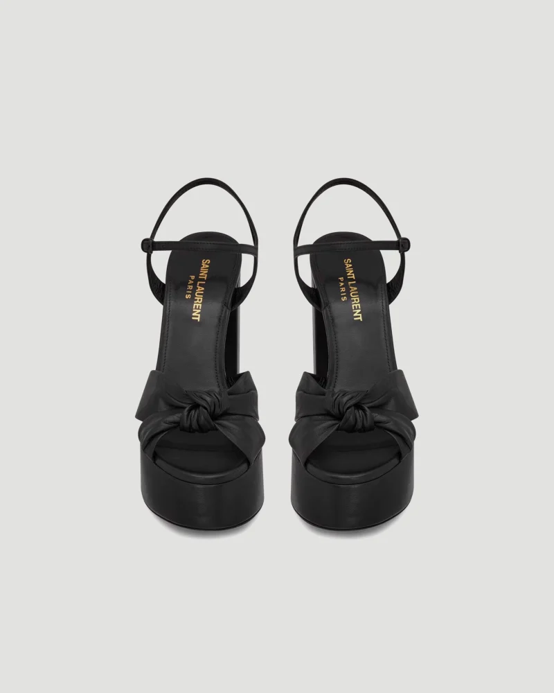 Bianca Platform Sandals in Black Smooth Leather — снимка 3