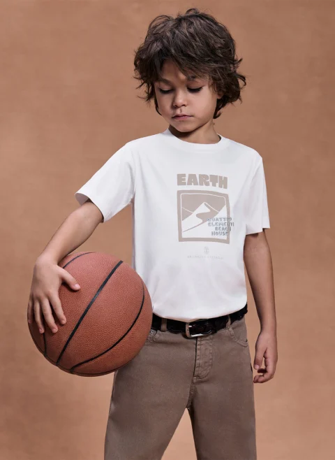 Тишърт с принт Brunello Cucinelli Kids 8-10 — снимка 4